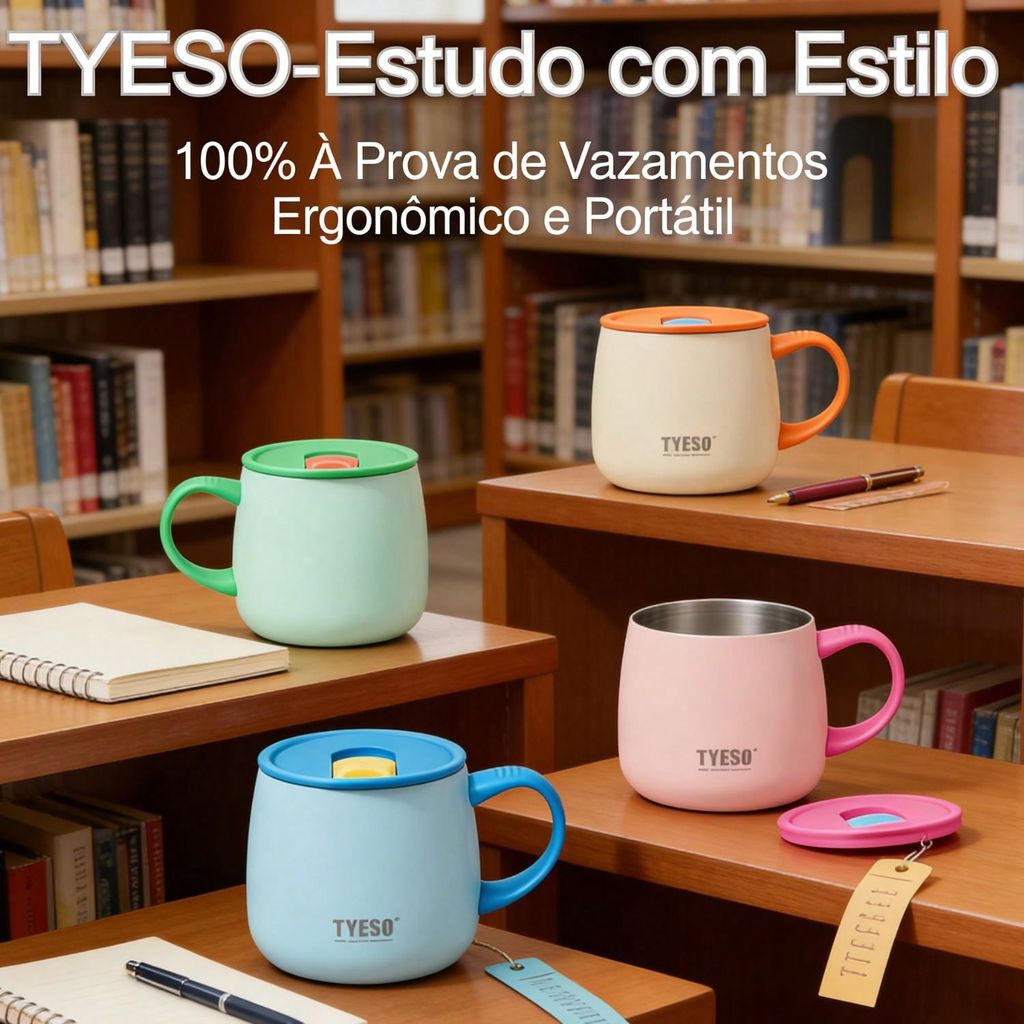 Caneca TYESO Copo Térmico 355ML Xícara de Café de Parede Dupla a Vácuo de Alta Q