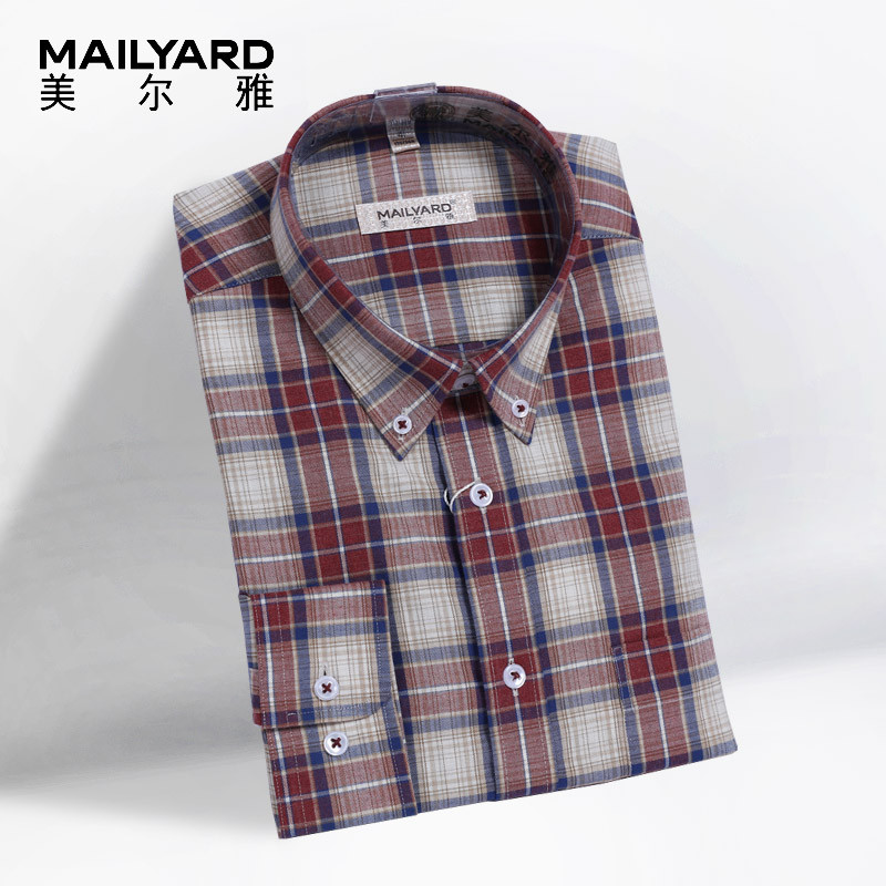 MAILYARD/MAILYARD Camisa de manga comprida masculina de algodão puro Casual moda masculina outono inverno camisa xadrez 