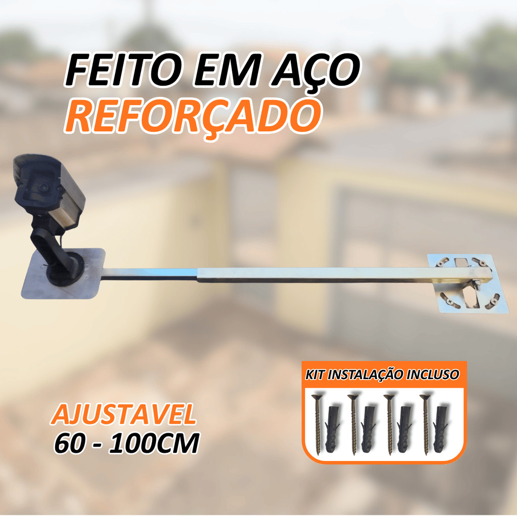 Suporte Articulado Para Câmera 1 Metro Profissional Aço Reforçado com Kit Completo Instalação