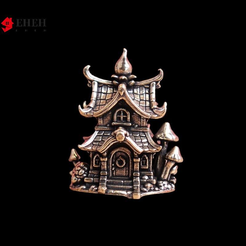 [Ehh] Figura Decoração De Casa Enfeites De Castelo Latão Arquitetônico Estilo Antigo Casas Pequenas VN