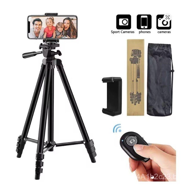 Tripé de alumínio para câmera de celular do fabricante com obturador Bluetooth, suporte portátil para transmissão ao viv