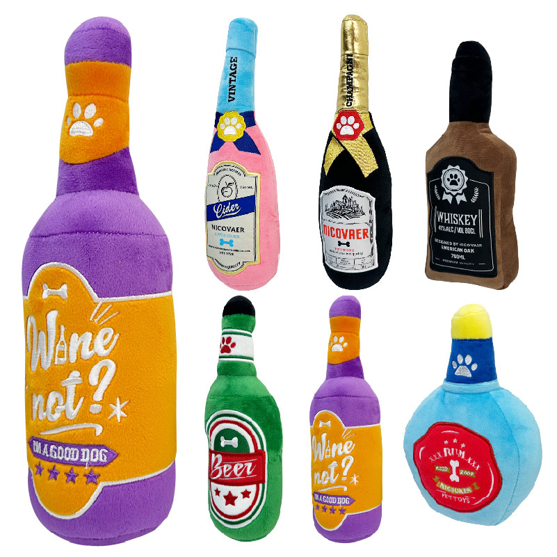 Garrafa de pelúcia para animais de estimação, brinquedo com som para animais de estimação, brinquedo para cães de tamanh