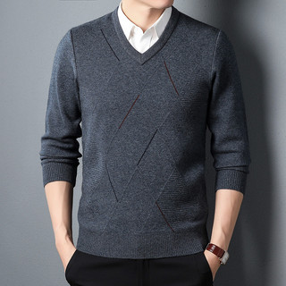 2024 outono inverno novo estilo com decote em v camisola masculina engrossado coração-pescoço camisola pai usar Jacquard