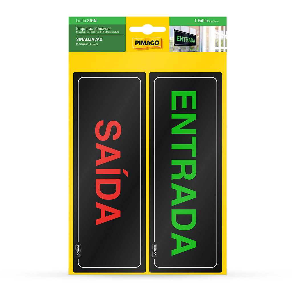 Etiqueta sinalização Entrada/Saída 6,7x18,5cm Pimaco