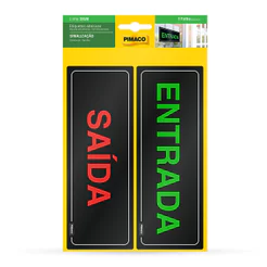 Etiqueta sinalização Entrada/Saída 6,7x18,5cm Pimaco