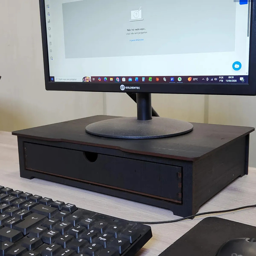 Suporte Monitor Escritório Com Gaveta Organizador Reforçado