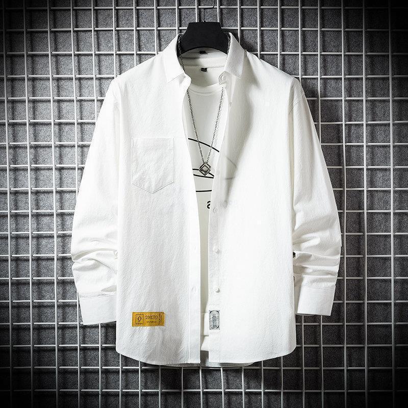 Nova camisa de cor sólida masculina de manga comprida 2022 primavera versão coreana camisa Casual masculina primavera ve