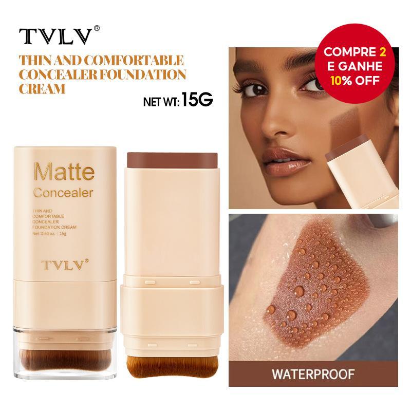 Tvlv Corretivo Apagador Base de Bastão de Dupla Cabeça Impermeável Não Gruda em Pó Creme de Base Sólida