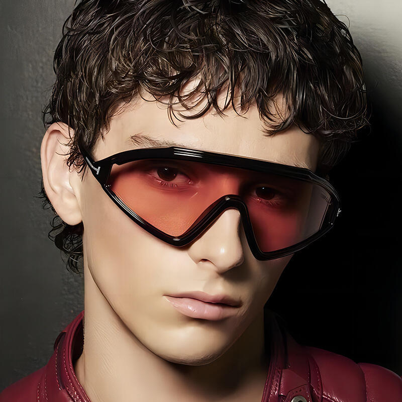 Óculos de Sol Vintage Unissex com Decoração em T, Óculos de Sol Grandes e Modernos, Óculos de Sol em Forma de Máscara Tr