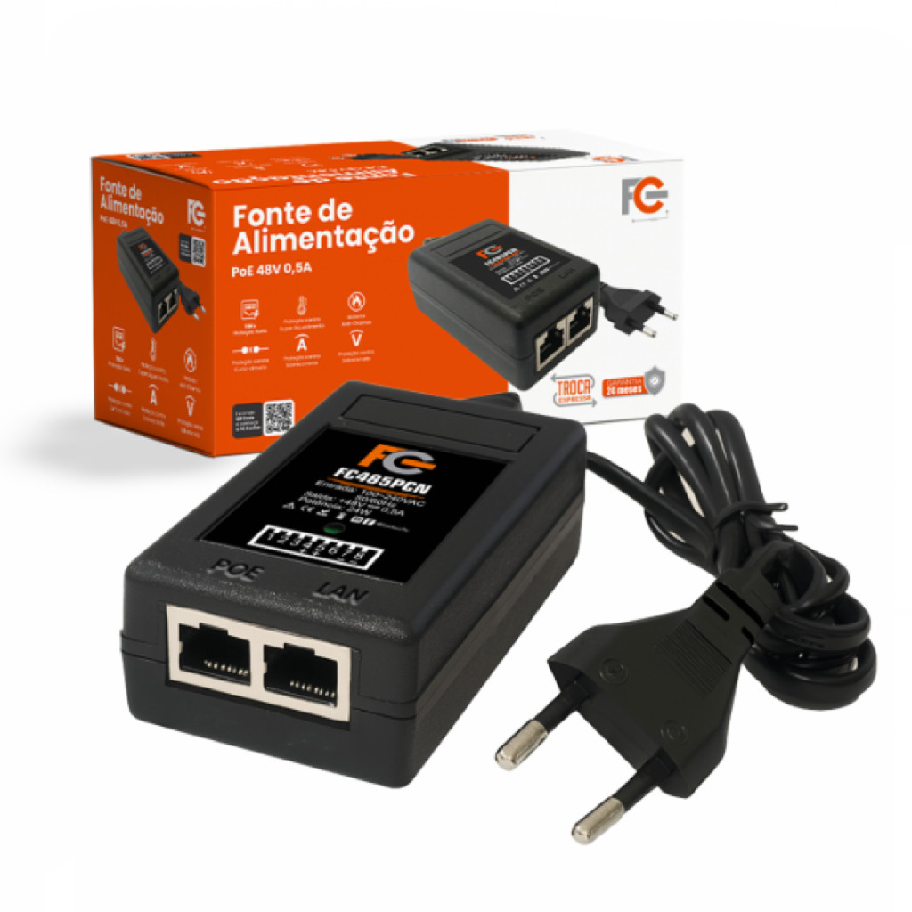 Fonte 0,5 Amperes Desktop Com Cabo Poe 48v 0,5a FC485PCN