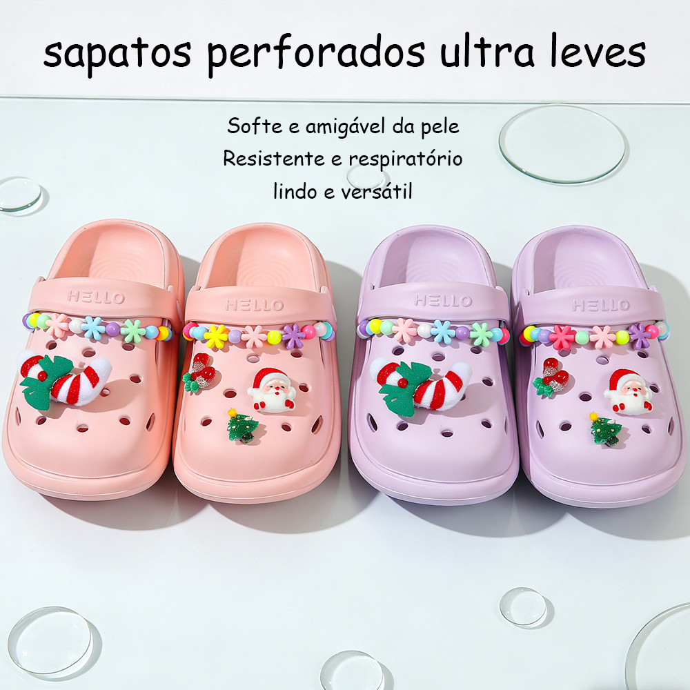 Sandália Infantil Babuche feminina EVA leve macio botons removíveis várias cores antiderrapante para escola e passeios