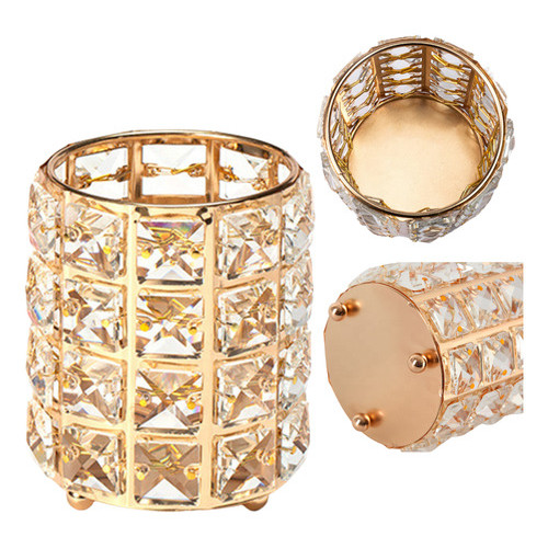 Porta Pincel para unhas de gel Cristal Luxo Dourado Organizador penteadeira maquiagem Make Caneta alongamento de unhas