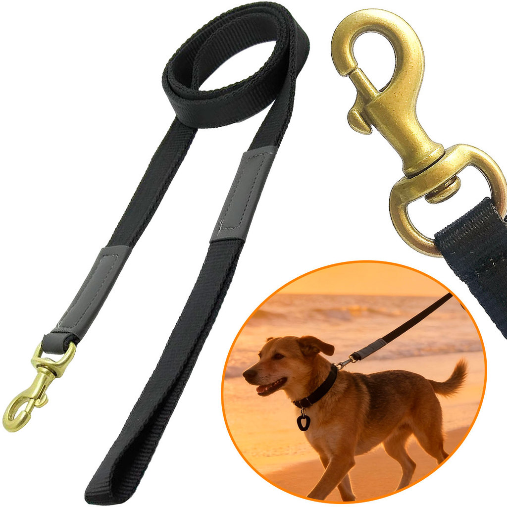 Guia de Adestramento Nylon 1m Cachorro Coleira Reforçada Anti Puxão Cães Pet Profissional Passeio