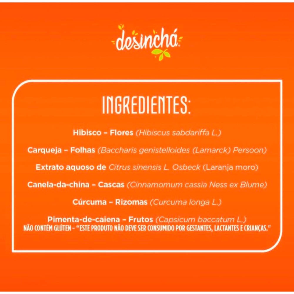 Detalhes do Chá Desinchá Moro Laranja Moro e Hibisco 30 Sachês