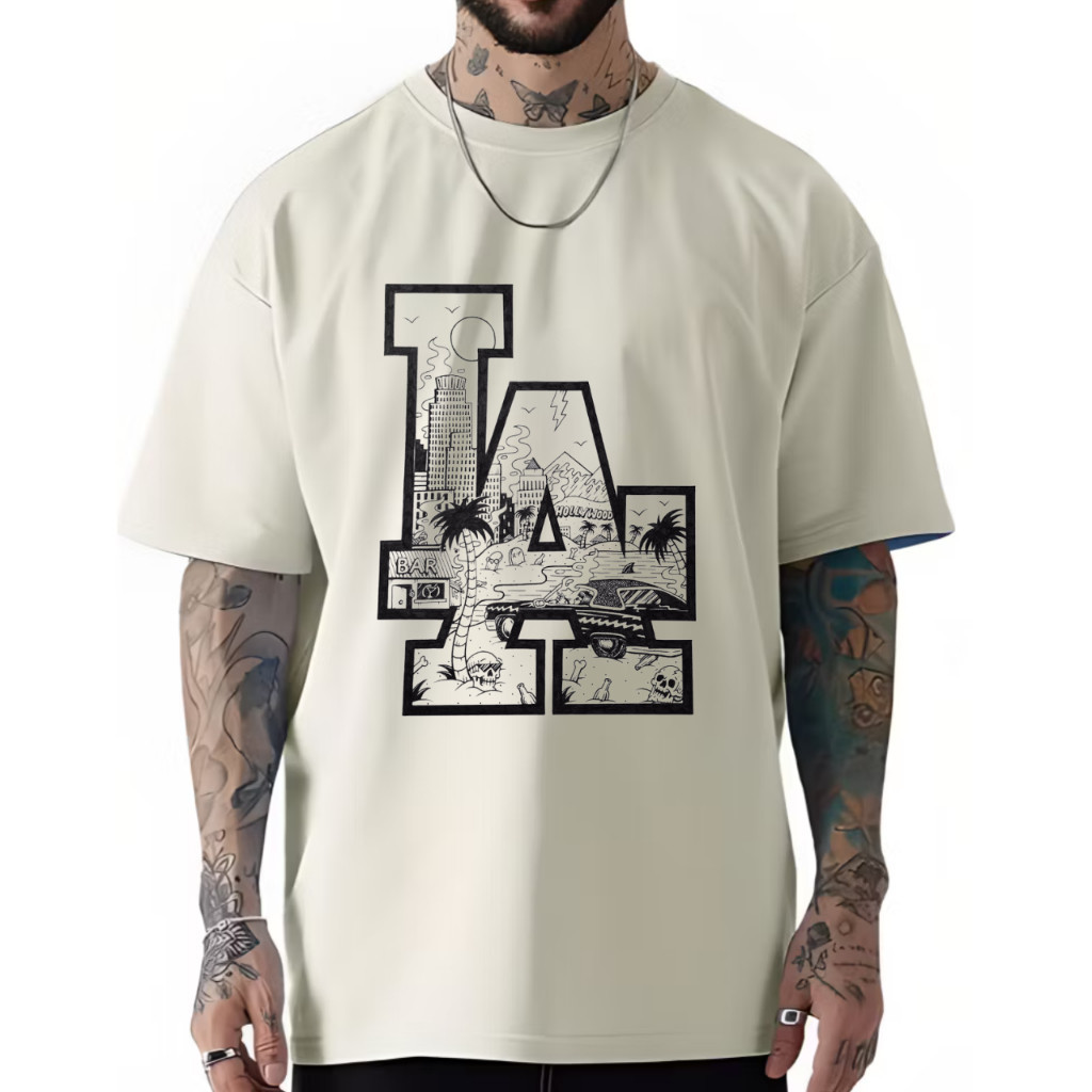 Camiseta Streetwear Oversized L.A Los Angeles California Camisa 100% Algodão Premium P ao GG Moda