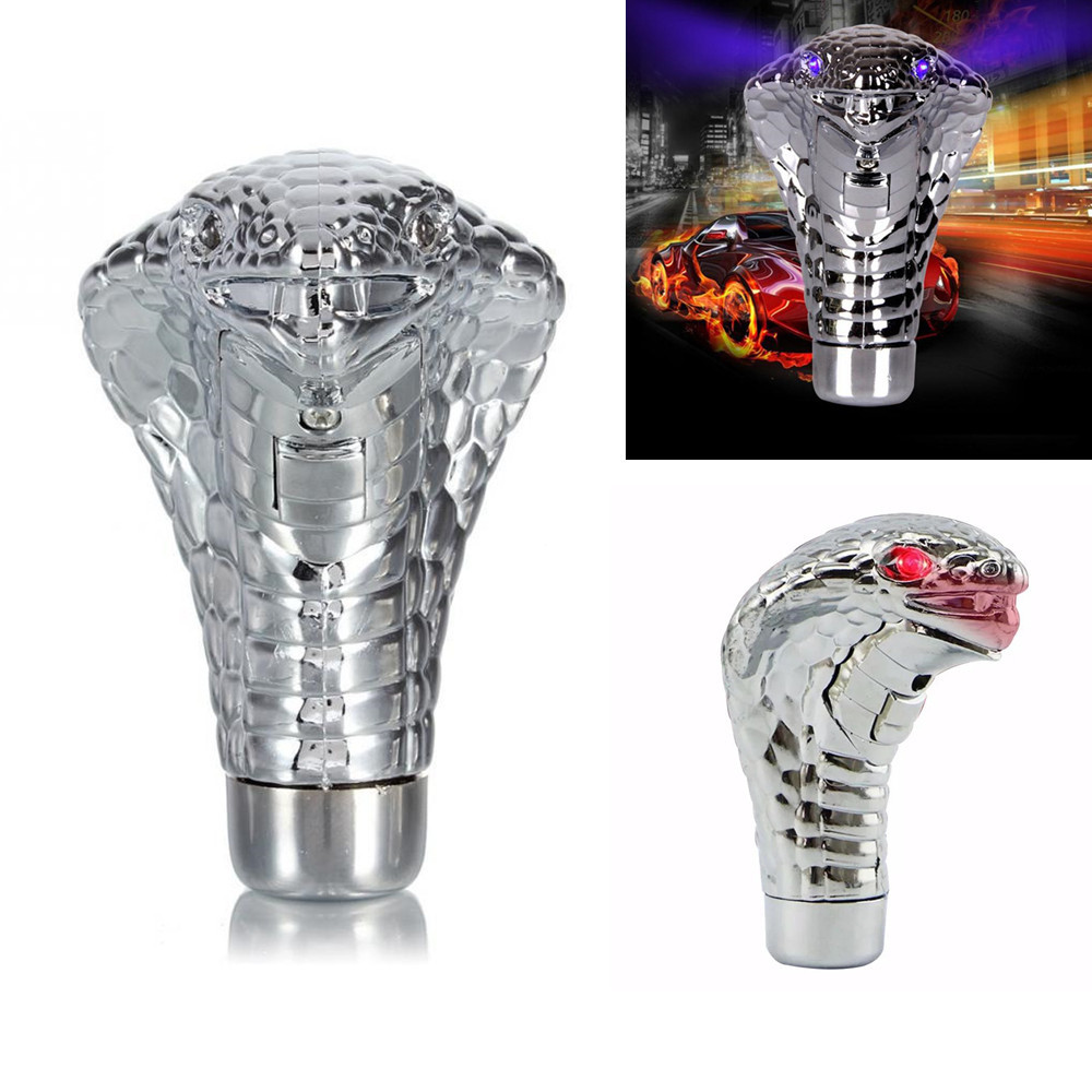 1 Peça Criativa Universal Manopla de Cabeça de Cobra para Carro Acessório DIY com Luz de Olho LED