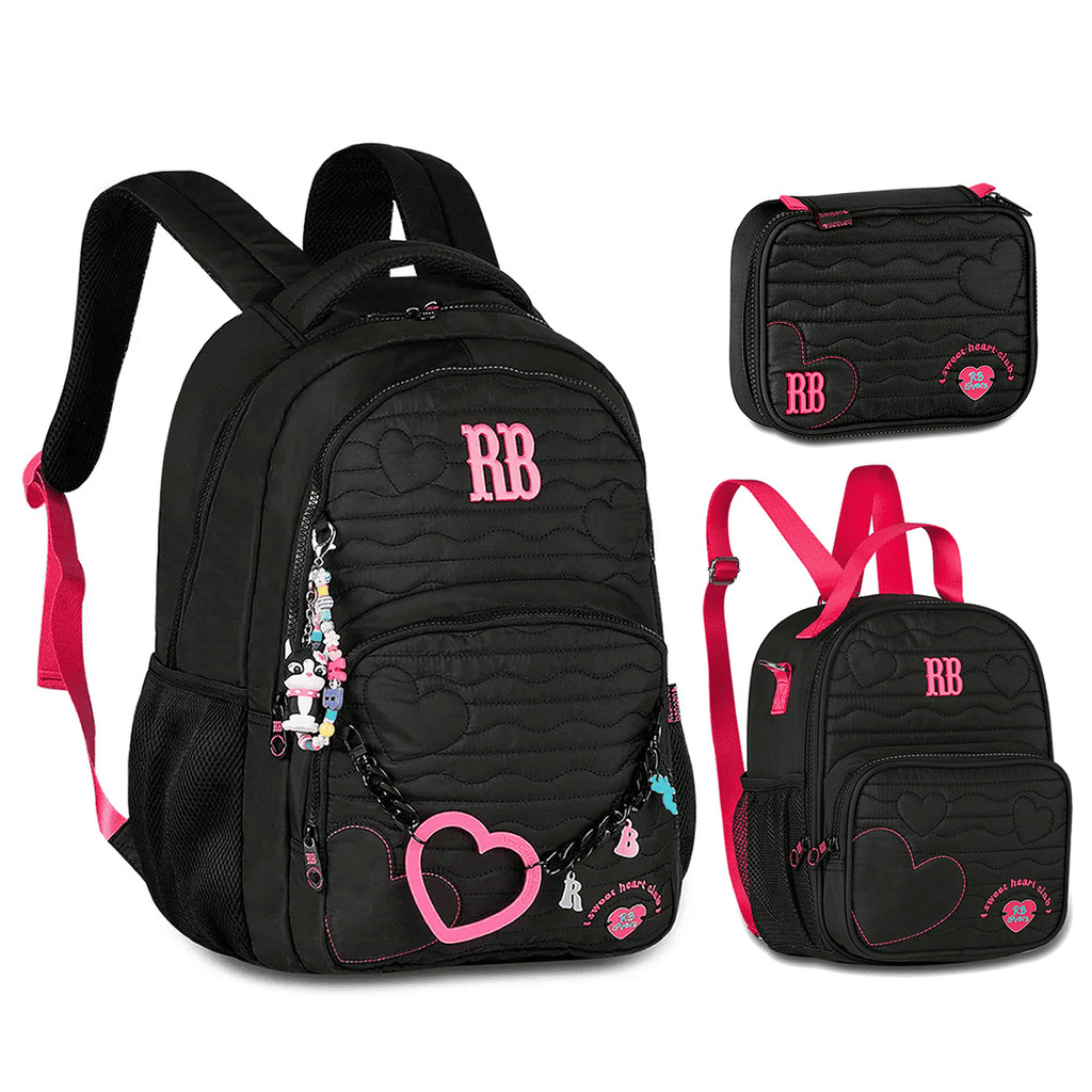 Kit Rebecca Bonbon Heart Beats Mochila Costa Estojo E Lancheira Nova Coleção em Oferta na Shopee