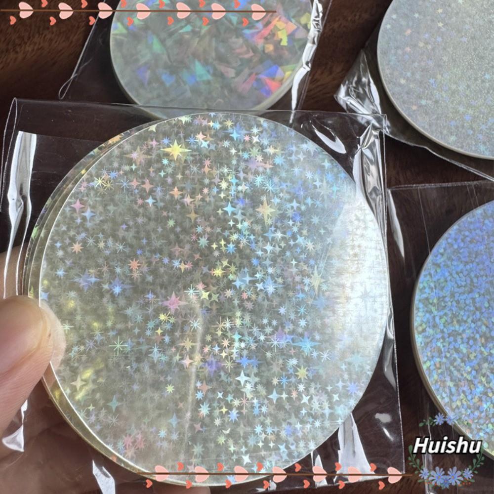 HUISHU 100 Unidades De Capas De Crachá De Filme Laser , Transparente Com Padrão De Estrela Redonda , PVC em Oferta na Shopee