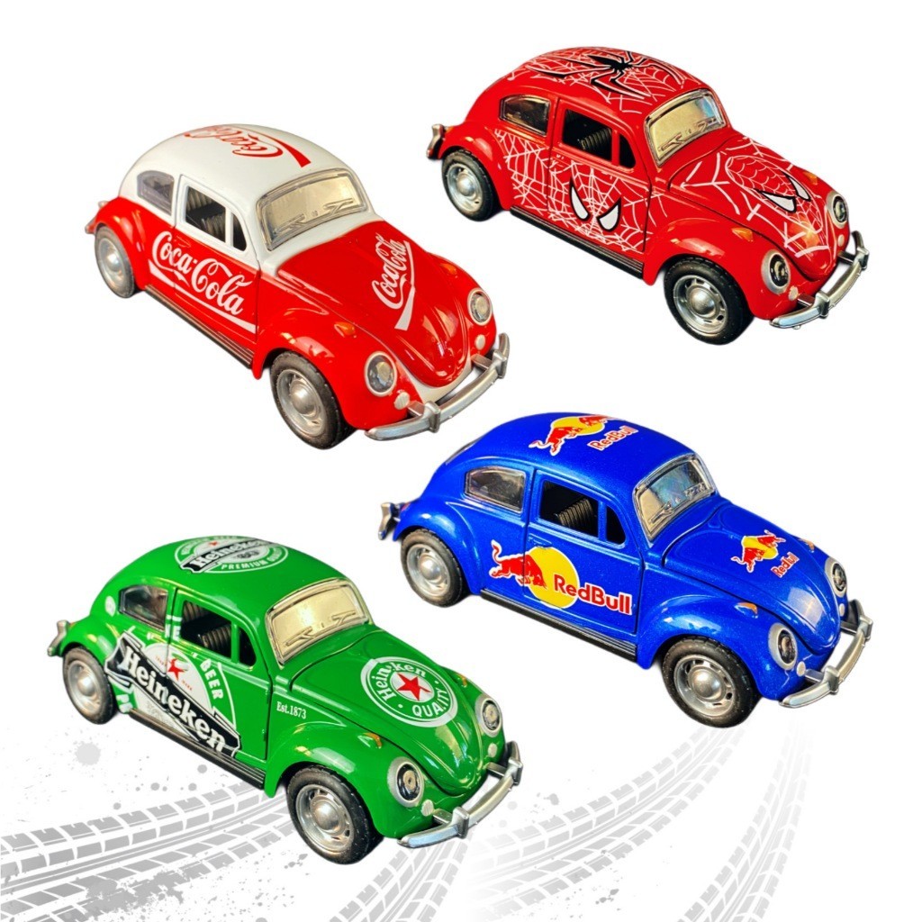 1/2/3 Fusca Miniatura De Metal 1:32 Coca-Cola Red Bull Heineken Fusquinha De Fricção Colecionável