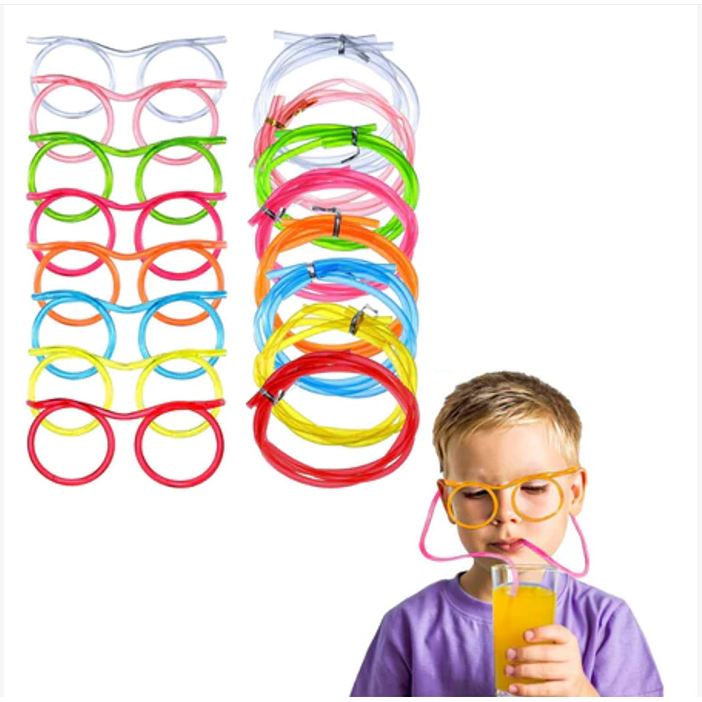 KIT1/15 Óculos de canudo de novidade fofos para crianças, acessórios coloridos para festas