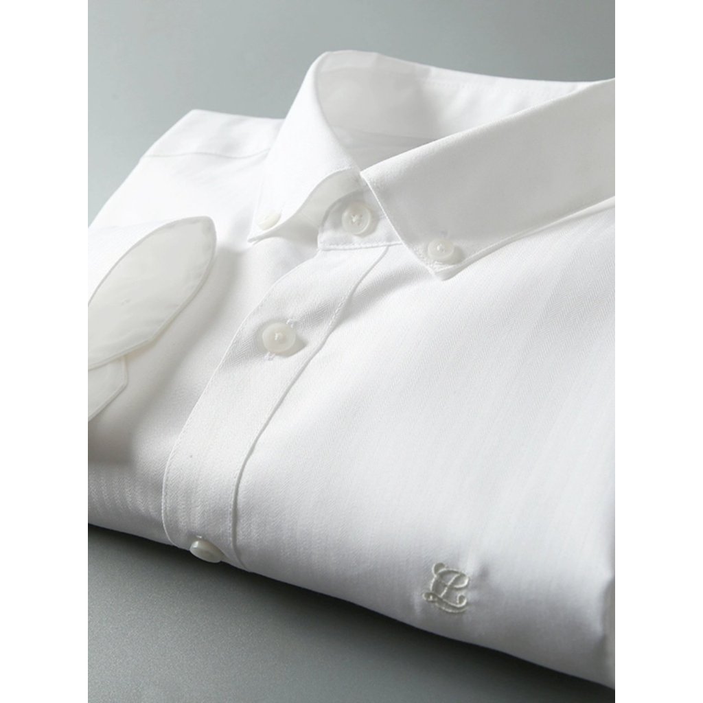 Camisa branca de manga comprida negócios Casual juventude wear simples básico camisa longa pai usar camisa respirável po