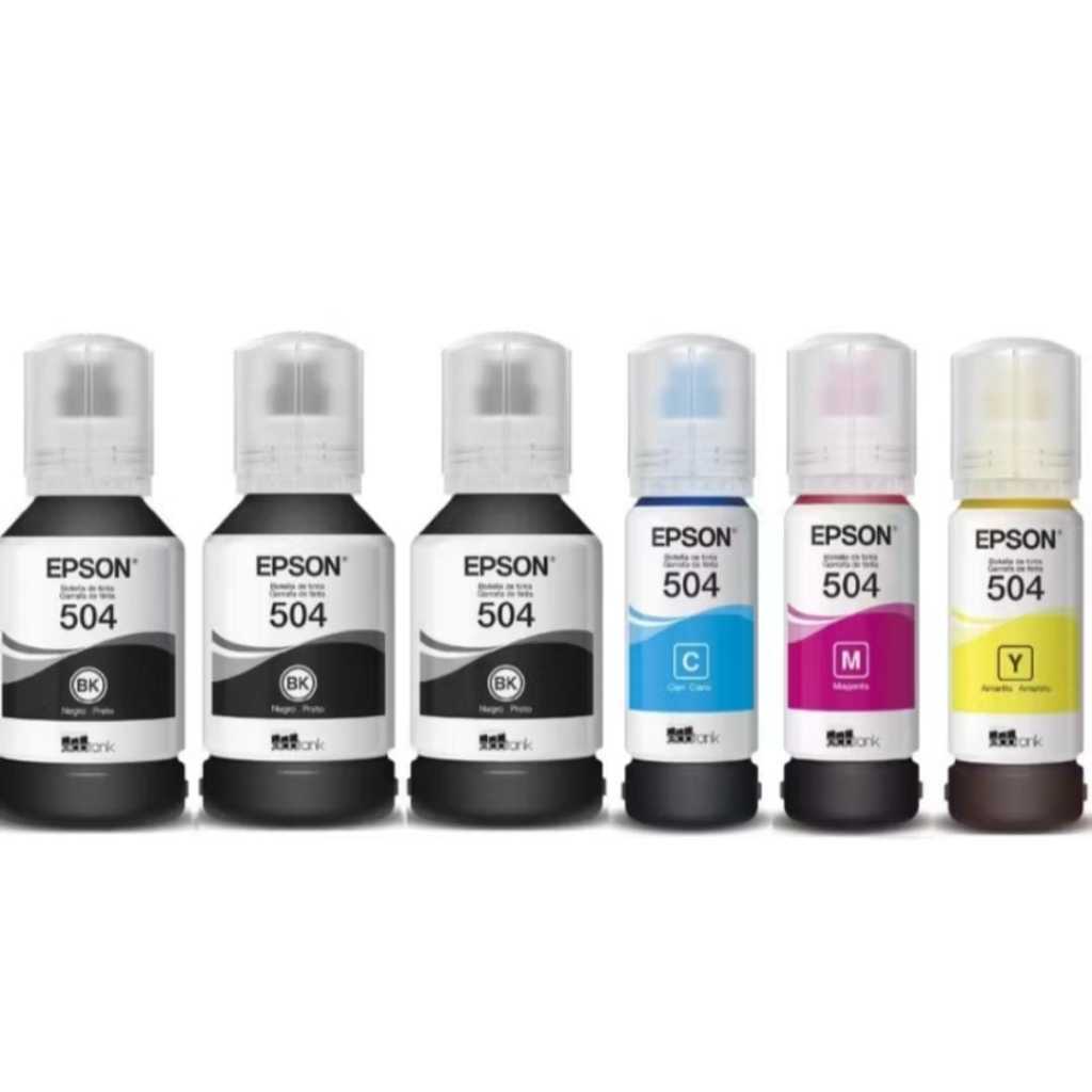 KIT 6 TINTAS T504 ORIGINAL COR BK M Y C 127ML L4150 L4160 L6161 L6171 L6191 L4260 L14150 L6270 EPS