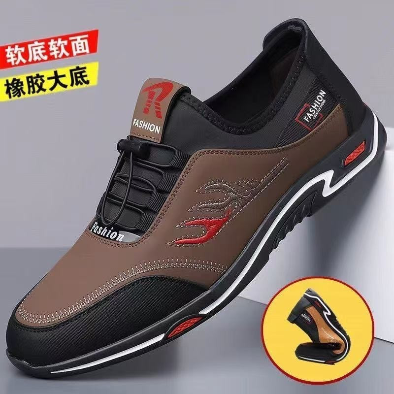 Novos Sapatos de Couro Masculinos Estilo Outono 2025, Respiráveis e Resistentes ao Desgaste, com Sola Macia e Antiderrap