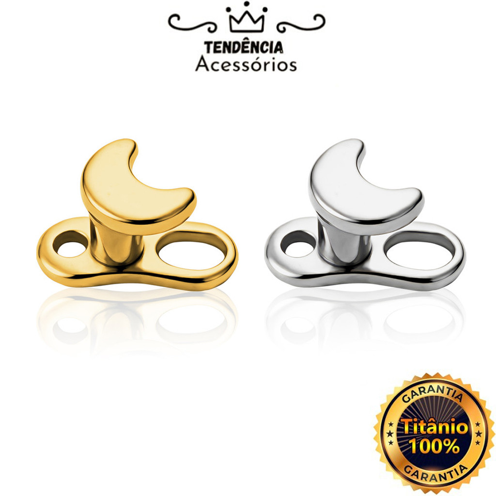 Piercing Microdermal Titânio Topo Lua | Rosto Queixo Piercing Peito