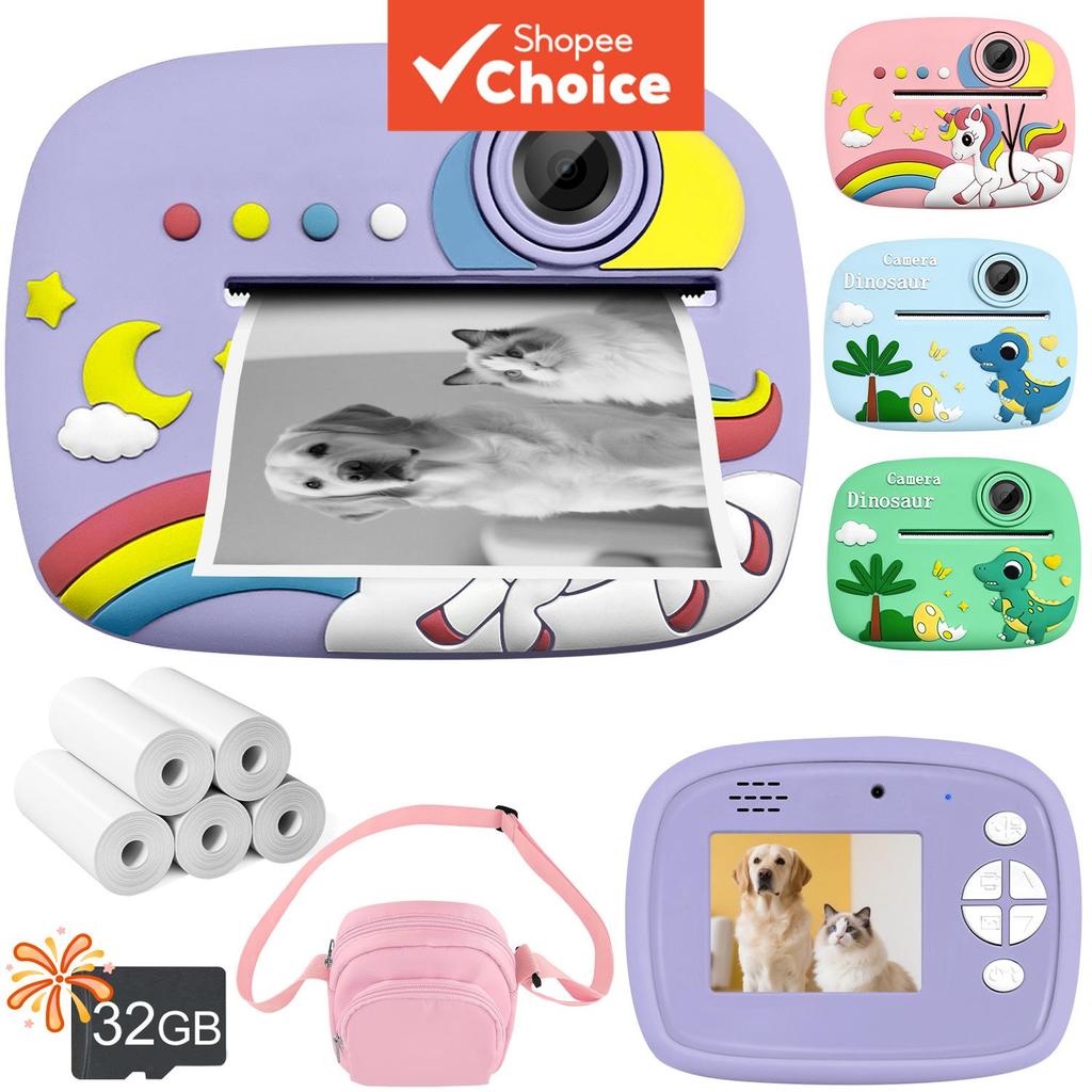 Câmera De Impressão Instantânea Infantil Brinquedo 1080P HD Vídeo Digital Para Crianças Presente De Aniversário Meninas