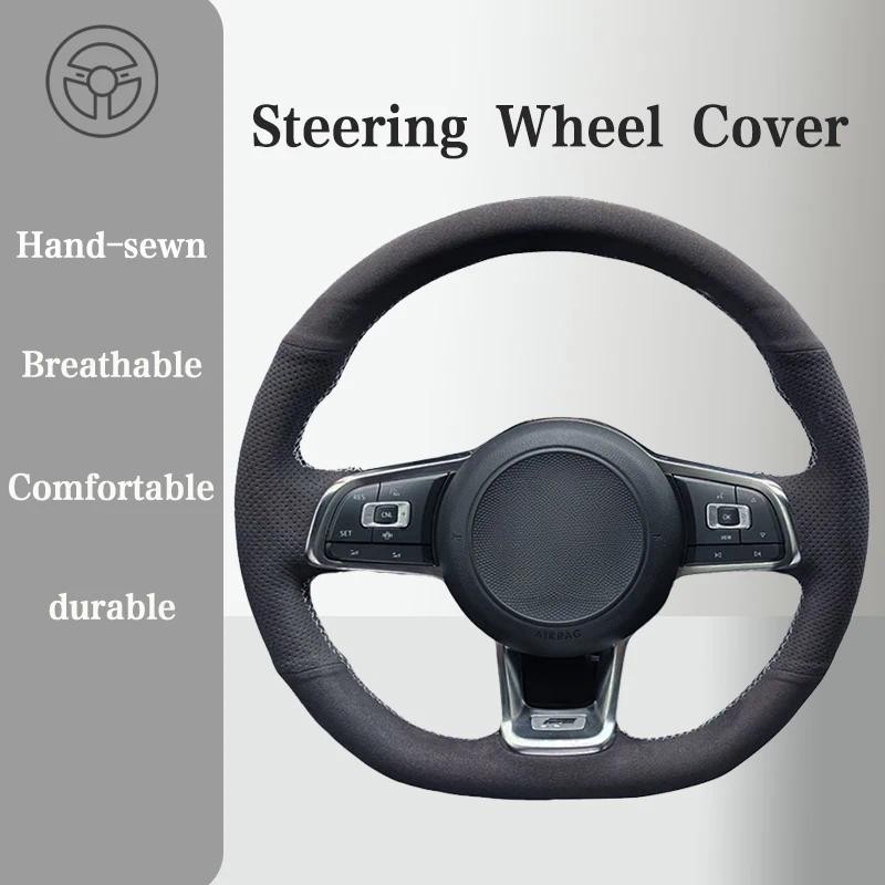 Capa De Volante De Camurça Para Volkswagen VW Golf R MK7 7 GTI Polo Scirocco Alça Interior Acessórios Do Carro