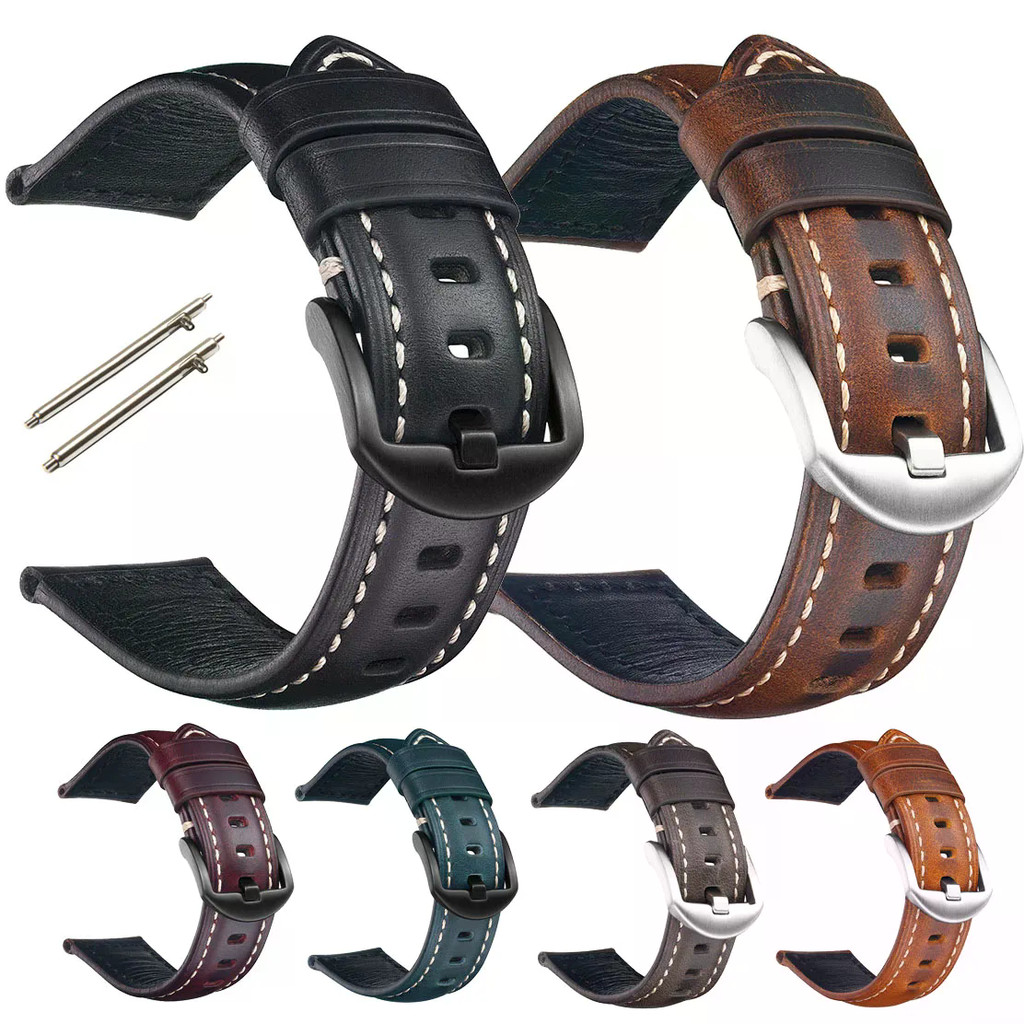 Pulseira De Relógio De Couro 18mm 20mm 22mm 24mm 26mm Retro Genuíno Liberação Rápida Cinto De Pulso