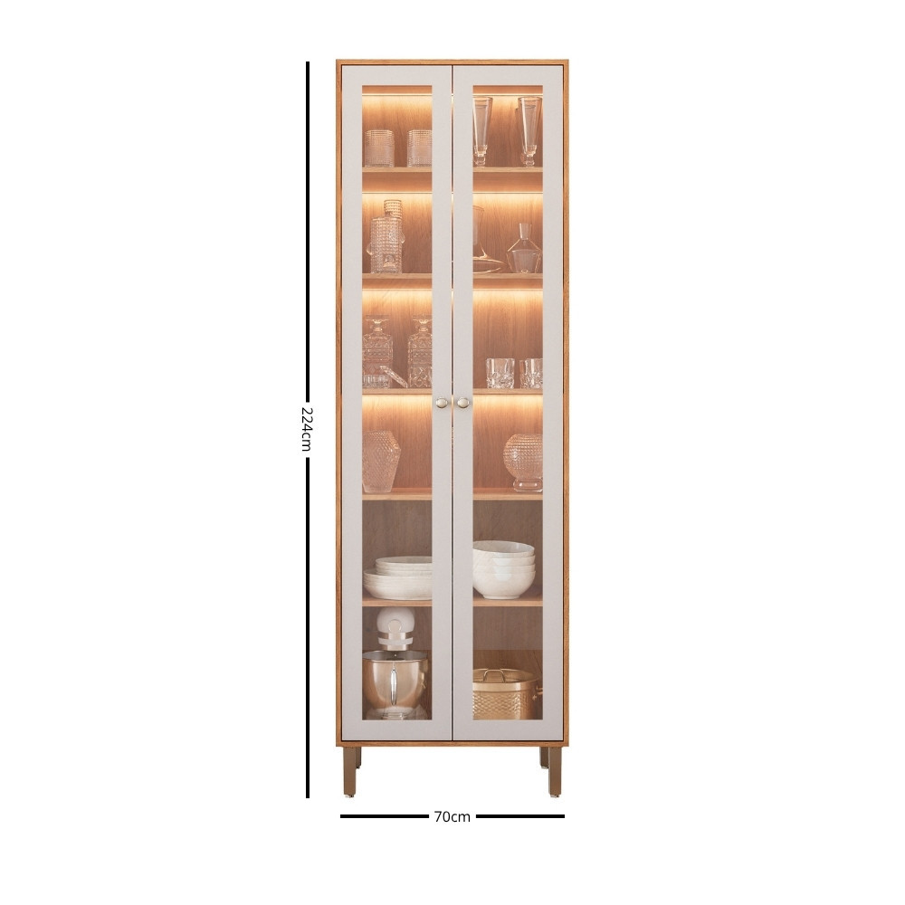 Cristaleira com Vidro Reflecta e Led 2 Portas em MDF Elena MGM