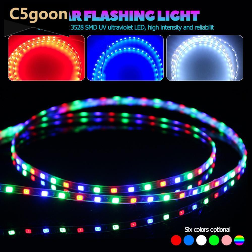C5GOON 1Pc 60cm LED Luz De Tira 60SMD 3528 Fita Flexível Corda Listra Ray Lâmpada Interior Do Carro Atmosfera Luzes 12V 