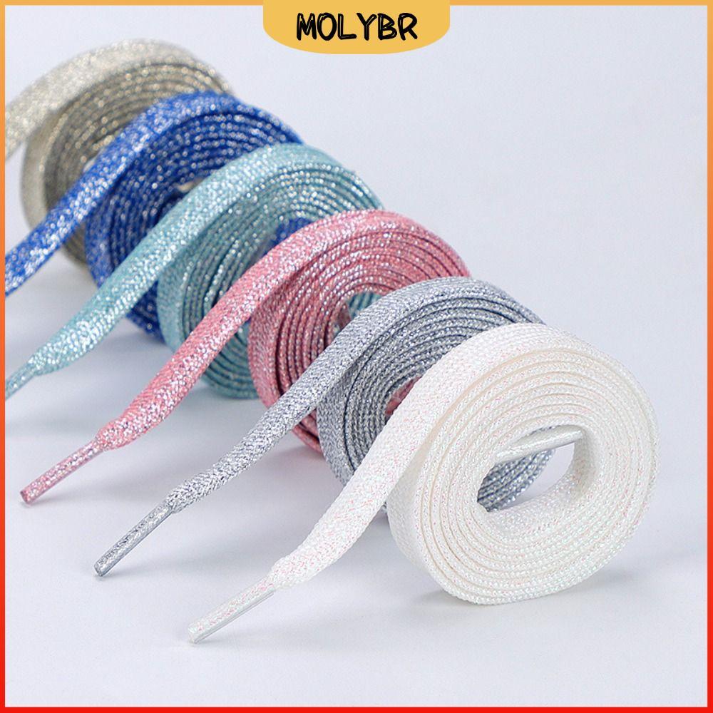 MOLYBR 1 Par De Cadarços Planos Com Glitter , Acessórios Coloridos De Luxo , De Tênis Cordão