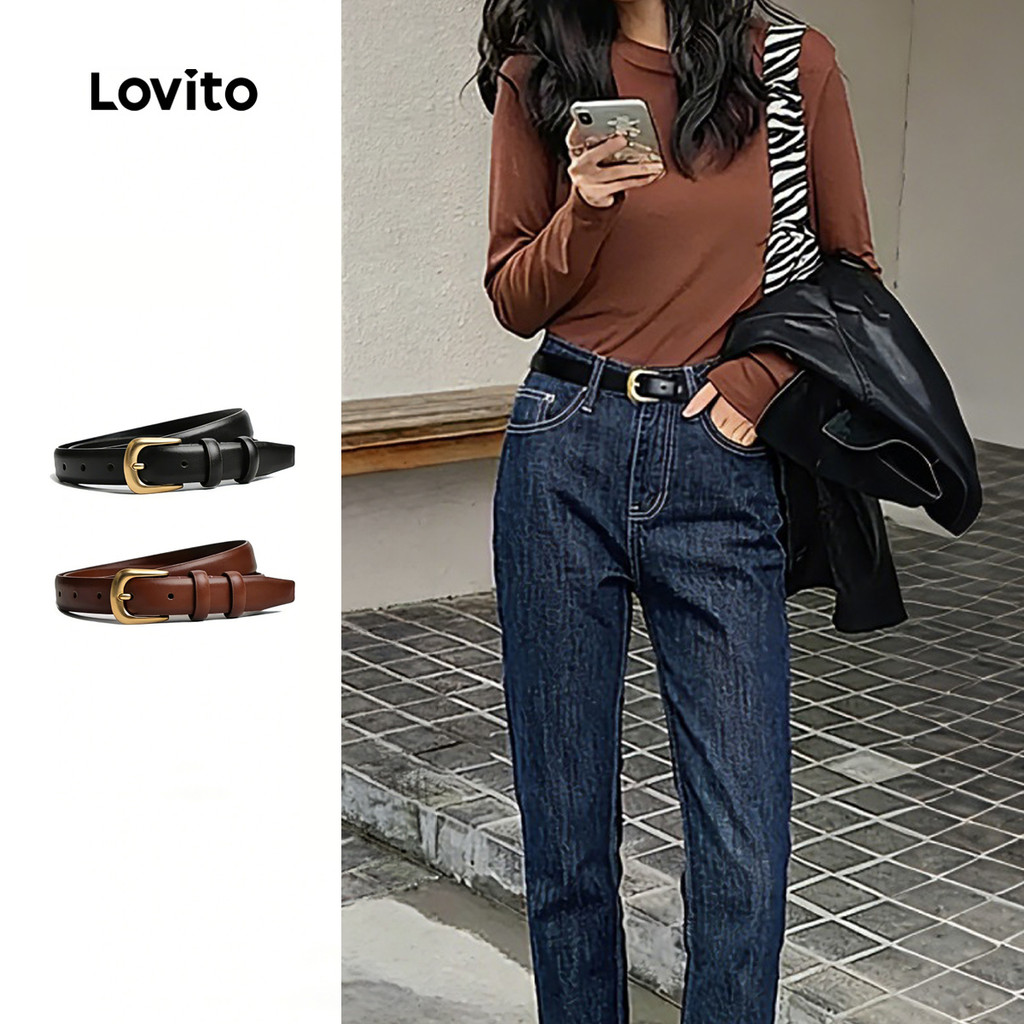 Lovito Casual Cinto Clássico E Versátil Para Deslocamentos Diários Com Estilo Retrô LFA111099