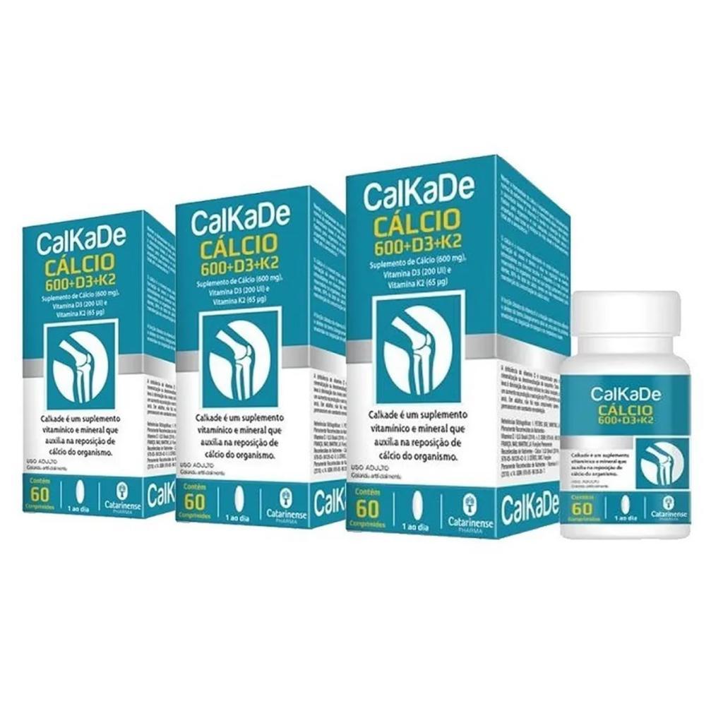 Kit 3 Calkade Cálcio 600+d3+k2 60 Comprimidos