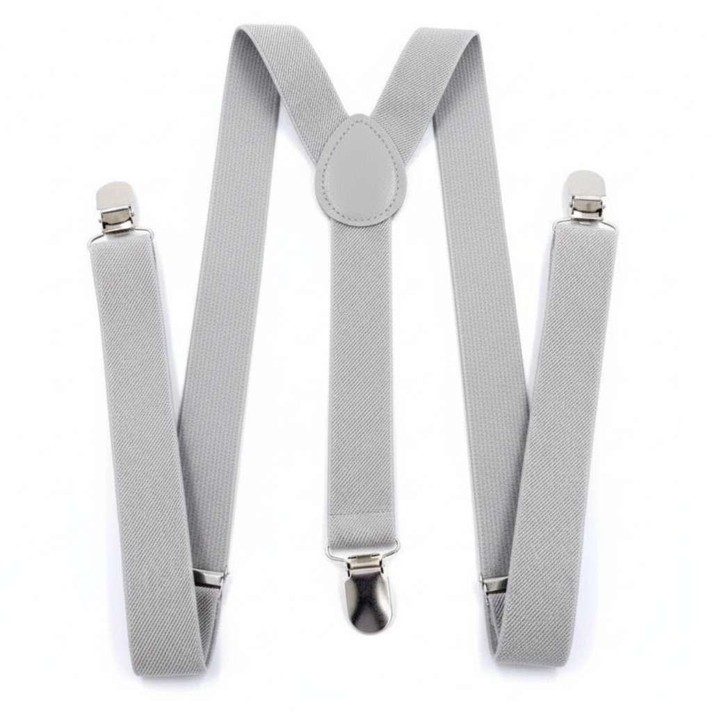 Suspensório Masculino Cinza Claro Kit 3 Unidades Social Ajustável