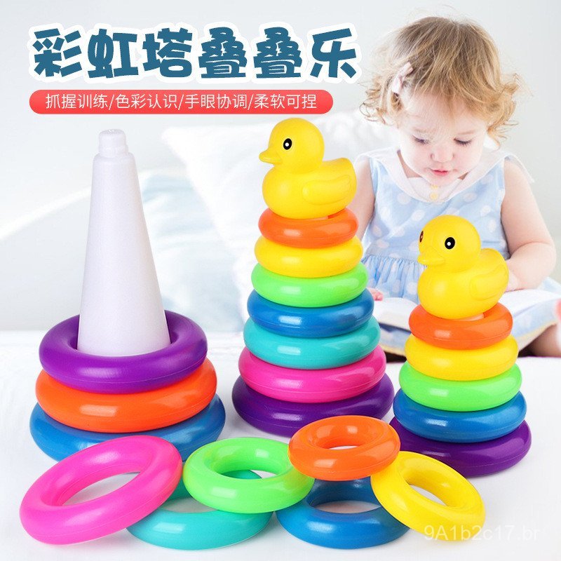 Brinquedo Torre Arco-Íris para Crianças, Blocos de Empilhar, Anéis Coloridos, Copos de Empilhar para Educação Infantil
