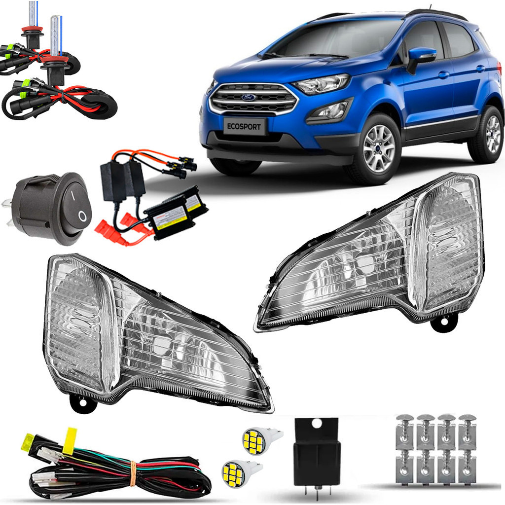 Kit Farol Auxiliar Neblina Milha Farolete Completo Ford Ecosport 2018 19 2020 Xenon 8000K