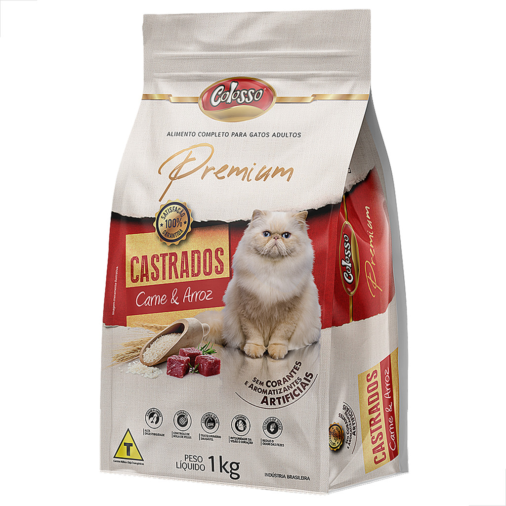 Ração Gato Castrado Racao Colosso Premium Carne Arroz 1kg