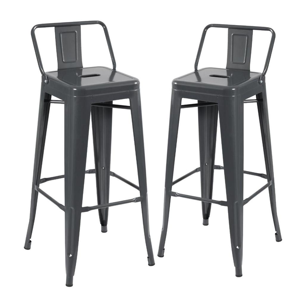 Kit 2 Banquetas Laráz Iron Tolix Alta 76cm Cinza Escuro