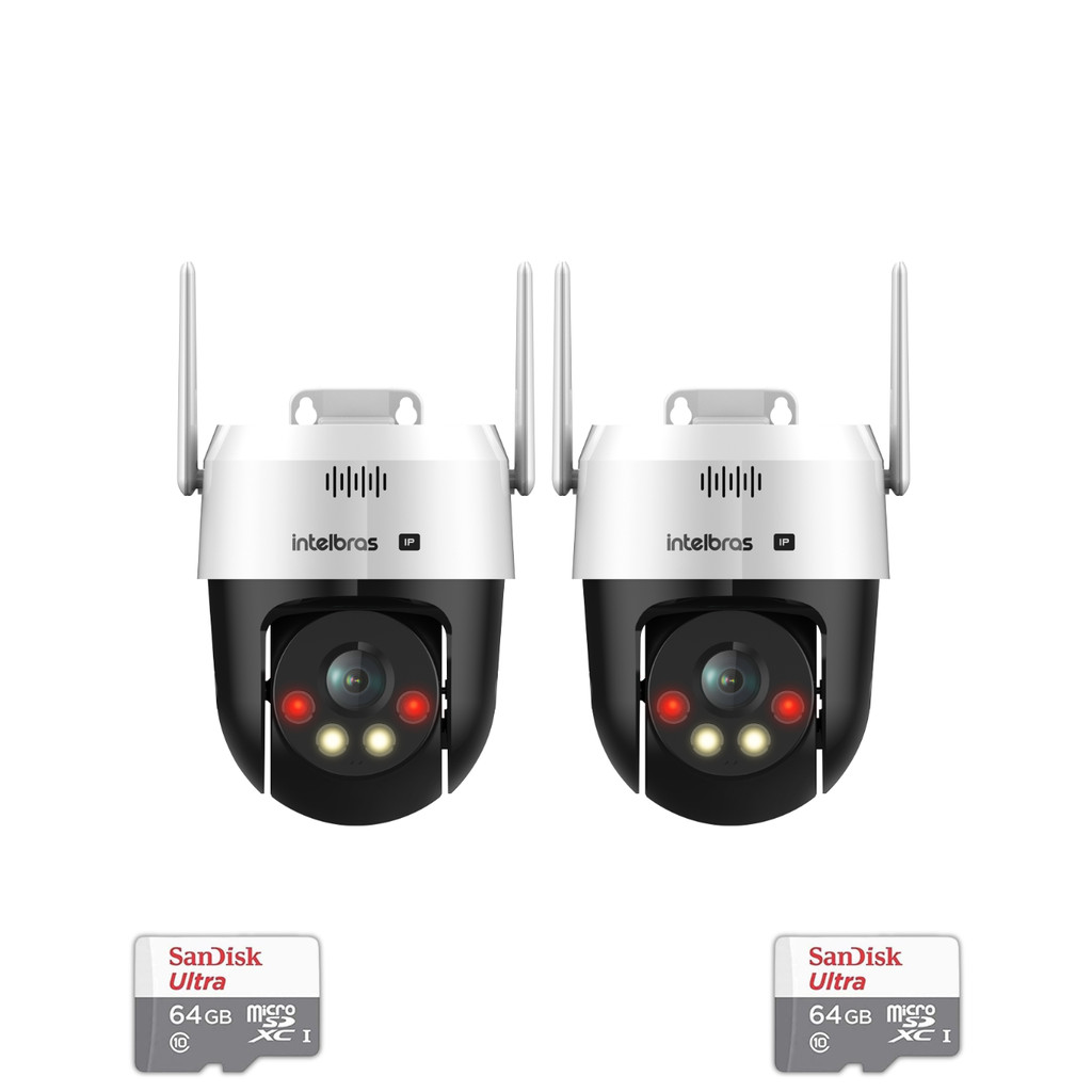 Kit 2 Câmeras IP Wi-Fi Intelbras VIPW 1300 MINI SD Speed Dome 64GB