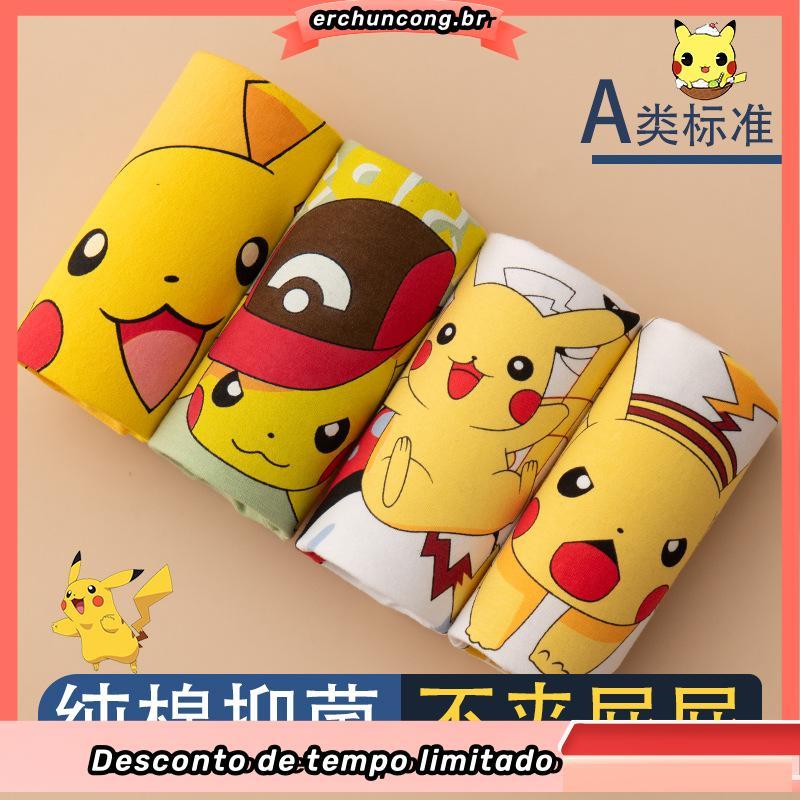 4 Pcs/set Boys Underwear Algodão Homem-Aranha Pokemon Pikachu Super-Herói Respirável Cuecas Para Crianças Boy New
