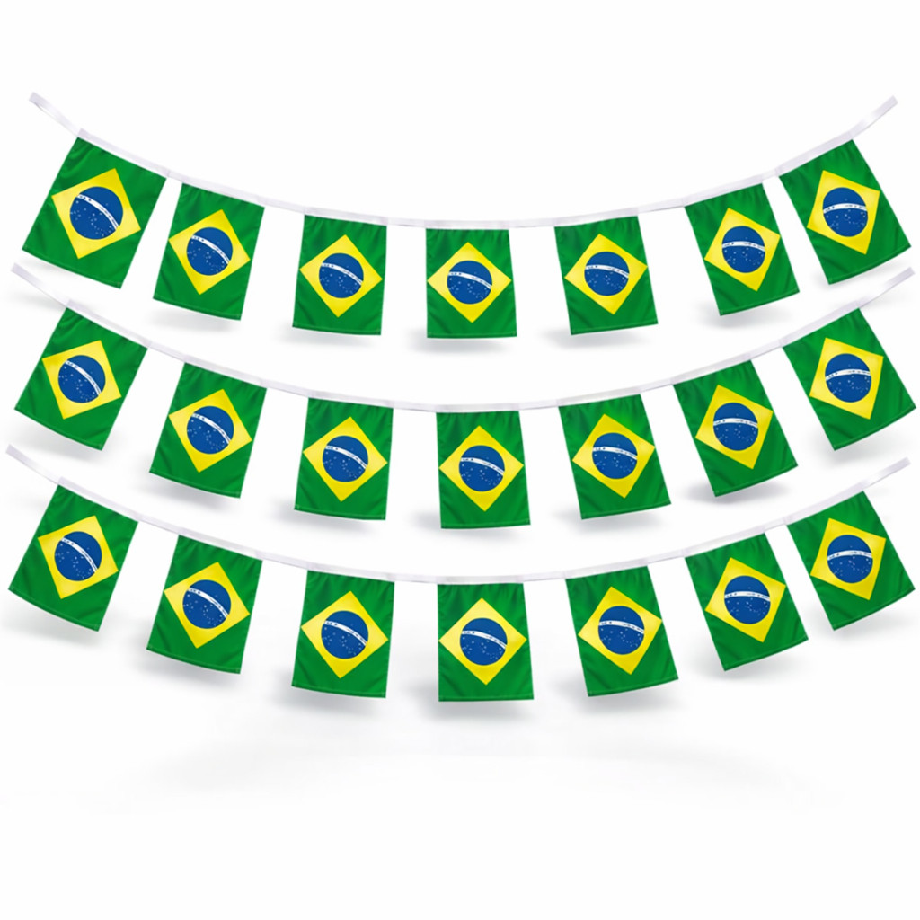 Bandeirinhas do Brasil Copa do Mundo 2026 Varal de Bandeiras - 20 Bandeirinhas - 10 Metros Cada Varal