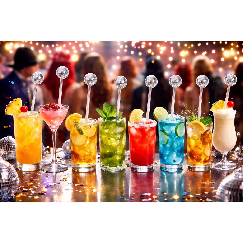Kit 2 mexedor de bebidas Globo Drinks Festas Eventos Anos 60/70/80 casamento aniversario alegria festival