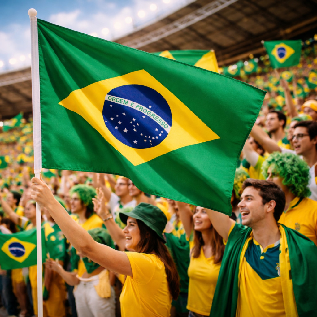Bandeira do Brasil Copa do Mundo Eleição C/ Haste 90x60cm
