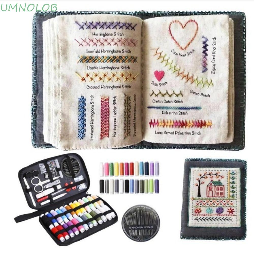 UMNOLOB 86 Pçs/Set Kit De Livro De Ponto De Bordado , 106 Padrões Página De Amostra Tudo-Em-Um DIY , Portátil
