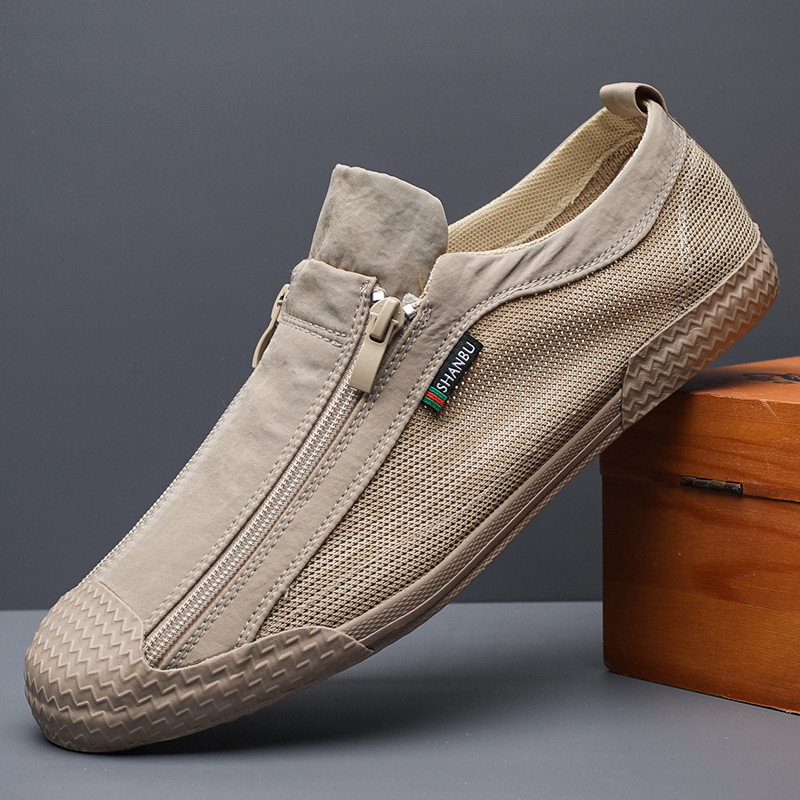 Sapatos de rede masculinos de verão velhos sapatos de pano de pequim sapatos masculinos sapatos esportivos casuais desli