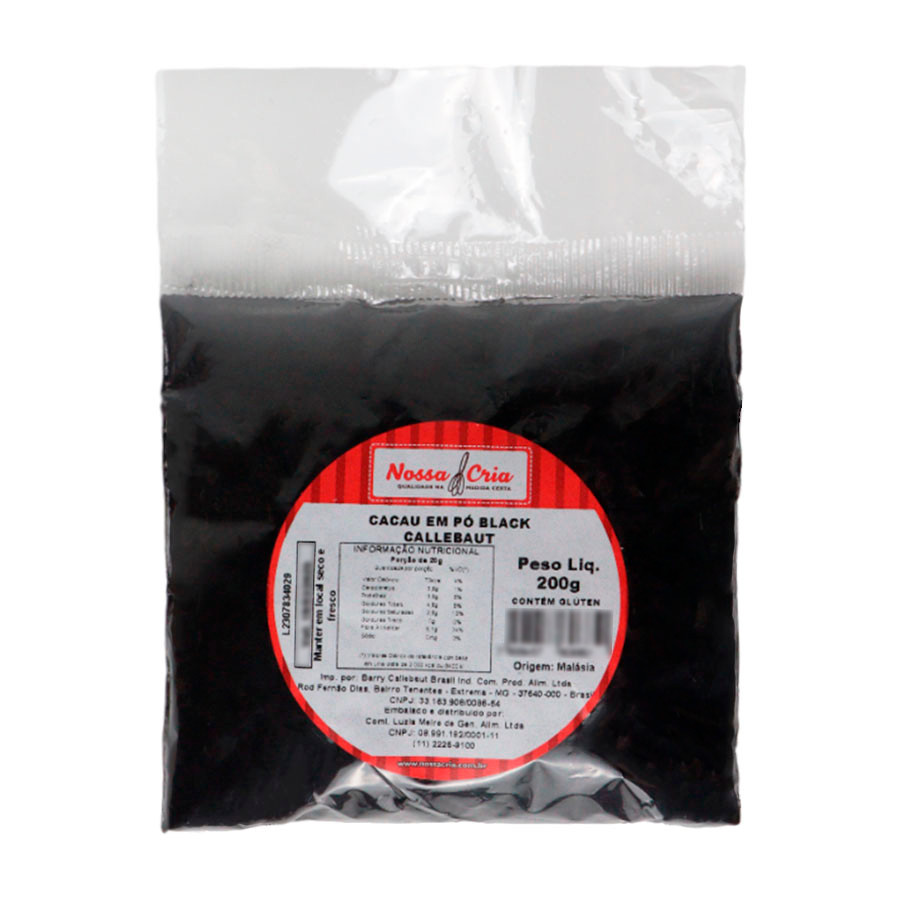 Cacau em Pó Alcalino Black Preto Importado 200g Callebaut