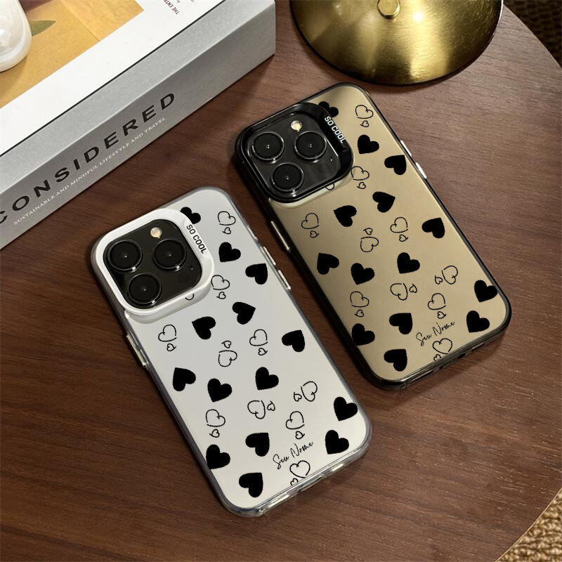 Capinha personalizada Com Nome Corações Para Samsung S20 S21 S23 FE S24 S25 Capa de celular anti impacto